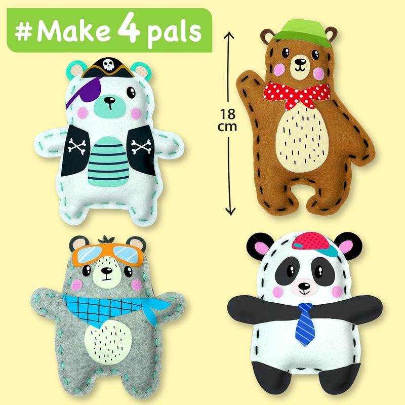 EZCRA Bear & Animal Sewing Kit for Kids Ages 4-8, No-Mess Felt Craft Projects, 4 Easy Beginner Learn-to-Sew Arts & Crafts for Boys and Girls - Image 2
